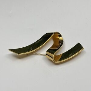 Vintage Monet Gold Tone Statement Brooch 90s 80s Minimalist Pin